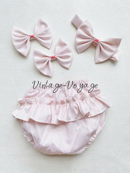 PRE-ORDER & GET IT NEXT WEEK! NEW SEASON! AMELIE PEACH PINSTRIPE HAND-SMOCKED DRESS & ACCESSORIES - Baby & Toddler