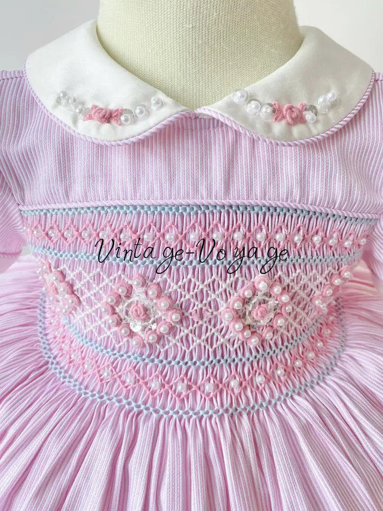 PRE-ORDER & GET IT NEXT WEEK! NEW SEASON! AMELIE PINK PINSTRIPE HAND-SMOCKED DRESS & ACCESSORIES - Baby & Toddler