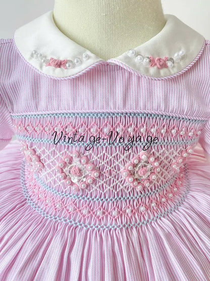 PRE-ORDER & GET IT NEXT WEEK! NEW SEASON! AMELIE PINK PINSTRIPE HAND-SMOCKED DRESS & ACCESSORIES - Baby & Toddler