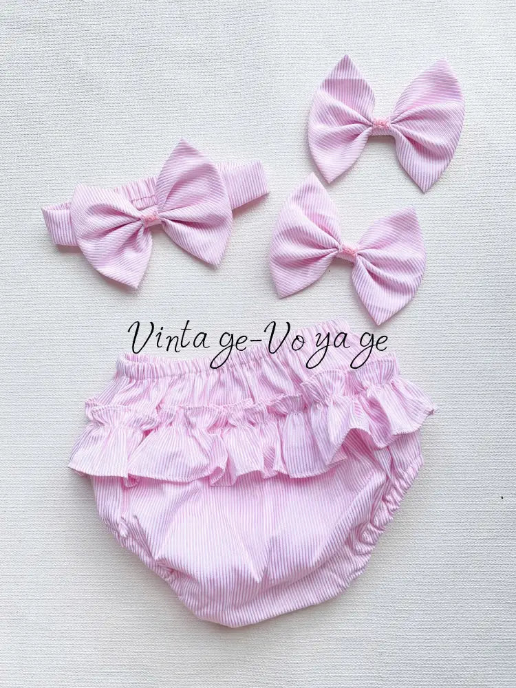 PRE-ORDER & GET IT NEXT WEEK! NEW SEASON! AMELIE PINK PINSTRIPE HAND-SMOCKED DRESS & ACCESSORIES - Baby & Toddler