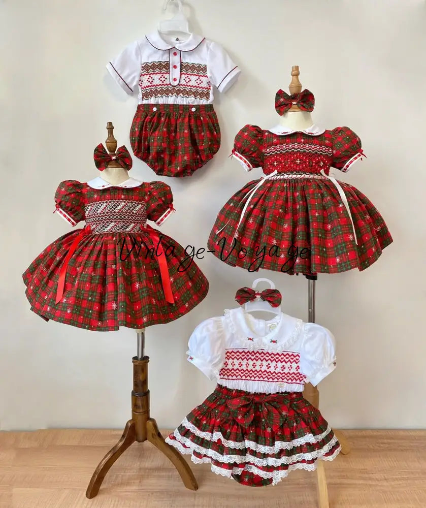 PRE-ORDER & GET IT NEXT WEEK‼️NEW SEASON🎄CANDY 🍭TARTAN HAND-SMOCKED🧵🪡👑DRESS & ACCESSORIES🎀 - Baby & Toddler Dresses