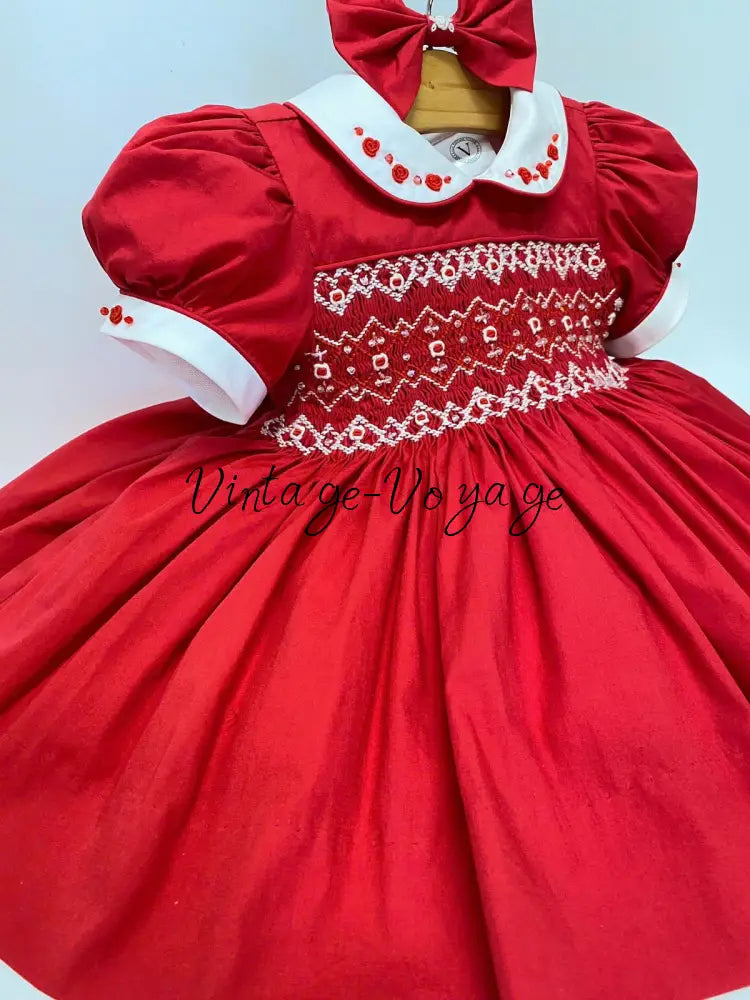 PRE-ORDER & GET IT NEXT WEEK! NEW SEASON! CAROL RED HAND-SMOCKED DRESS & ACCESSORIES - Baby & Toddler Dresses