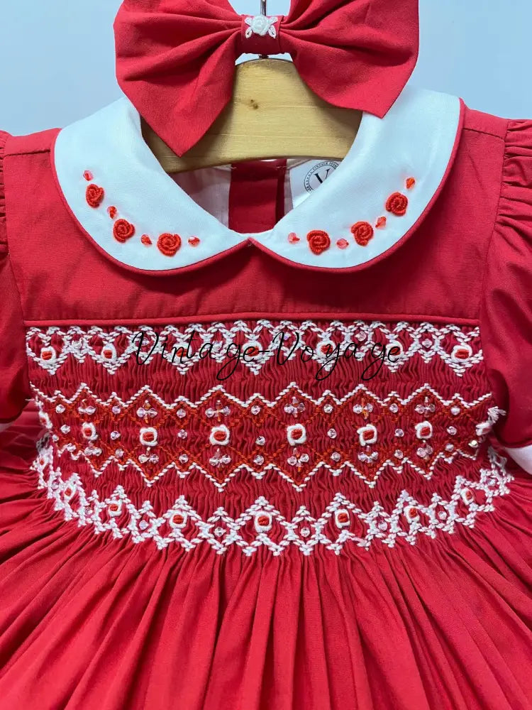 PRE-ORDER & GET IT NEXT WEEK! NEW SEASON! CAROL RED HAND-SMOCKED DRESS & ACCESSORIES - Baby & Toddler Dresses