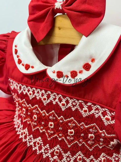 PRE-ORDER & GET IT NEXT WEEK! NEW SEASON! CAROL RED HAND-SMOCKED DRESS & ACCESSORIES - Baby & Toddler Dresses
