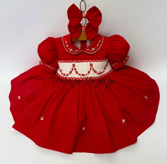 PRE-ORDER&GET IT NEXT WEEK! NEW SEASON CHRISTIE RED HAND-SMOCKED DRESS & ACCESSORIES - 6M - Baby & Toddler Dresses