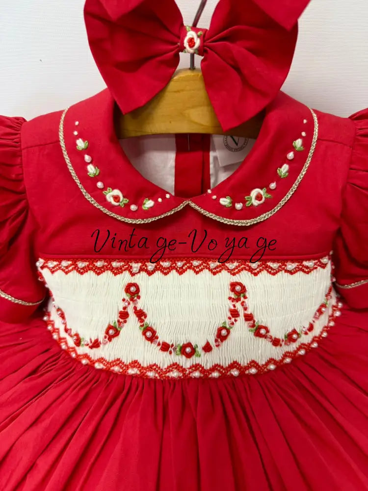 PRE-ORDER&GET IT NEXT WEEK! NEW SEASON CHRISTIE RED HAND-SMOCKED DRESS & ACCESSORIES - Baby & Toddler Dresses