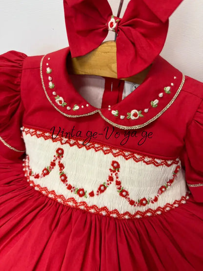 PRE-ORDER&GET IT NEXT WEEK! NEW SEASON CHRISTIE RED HAND-SMOCKED DRESS & ACCESSORIES - Baby & Toddler Dresses