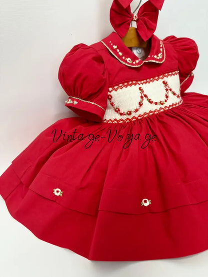 PRE-ORDER&GET IT NEXT WEEK! NEW SEASON CHRISTIE RED HAND-SMOCKED DRESS & ACCESSORIES - Baby & Toddler Dresses
