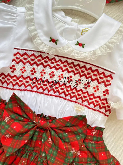 PRE-ORDER & GET IT NEXT WEEK. NEW SEASON! DECEMBER BABY GIRLS TARTAN HAND-SMOCKED SKIRT SET - Baby & Toddler Outfits