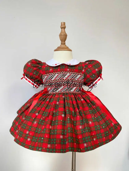 PRE-ORDER & GET IT NEXT WEEK! NEW SEASON! DECEMBER TARTAN HAND-SMOCKED DRESS & ACCESSORIES - 6M - Baby & Toddler Dresses