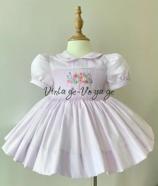 PRE-ORDER & GET IT NEXT WEEK! NEW SEASON! GEMMA HAND-SMOCKED BABY LILAC DRESS & ACCESSORIES - 6M - Baby & Toddler