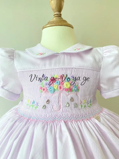 PRE-ORDER & GET IT NEXT WEEK! NEW SEASON! GEMMA HAND-SMOCKED BABY LILAC DRESS & ACCESSORIES - Baby & Toddler Dresses