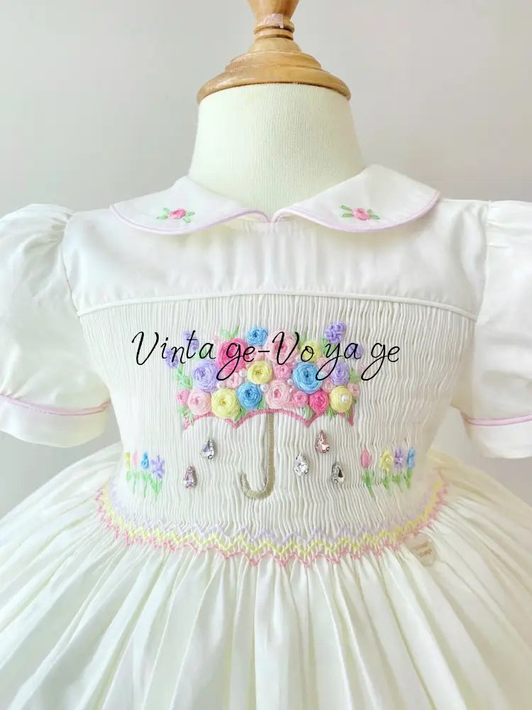 PRE-ORDER & GET IT NEXT WEEK! NEW SEASON! GEMMA HAND-SMOCKED CREAM DRESS & ACCESSORIES - Baby & Toddler Dresses
