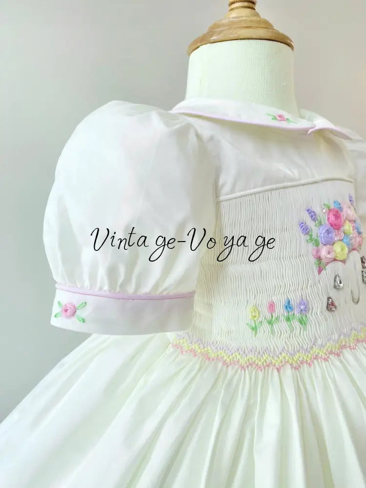 PRE-ORDER & GET IT NEXT WEEK! NEW SEASON! GEMMA HAND-SMOCKED CREAM DRESS & ACCESSORIES - Baby & Toddler Dresses