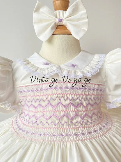PRE-ORDER & GET IT NEXT WEEK‼️NEW SEASON🍁☀️KELLY BISCUIT & LILAC🍨💜HAND-SMOCKED🧵🪡DRESS & ACCESSORIES🎀 - Baby & Toddler