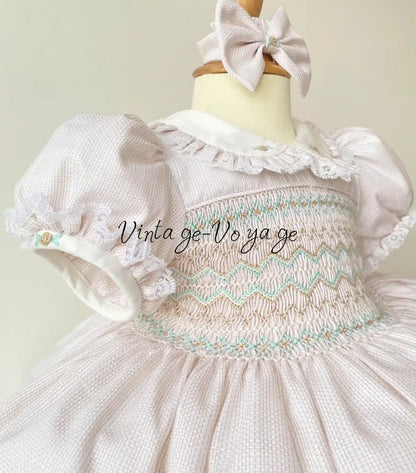 PRE-ORDER & GET IT NEXT WEEK‼️NEW SEASON🍁☀️KELLY CREAM & MINT HAND-SMOCKED🧵🪡DRESS & ACCESSORIES🎀 - Baby & Toddler
