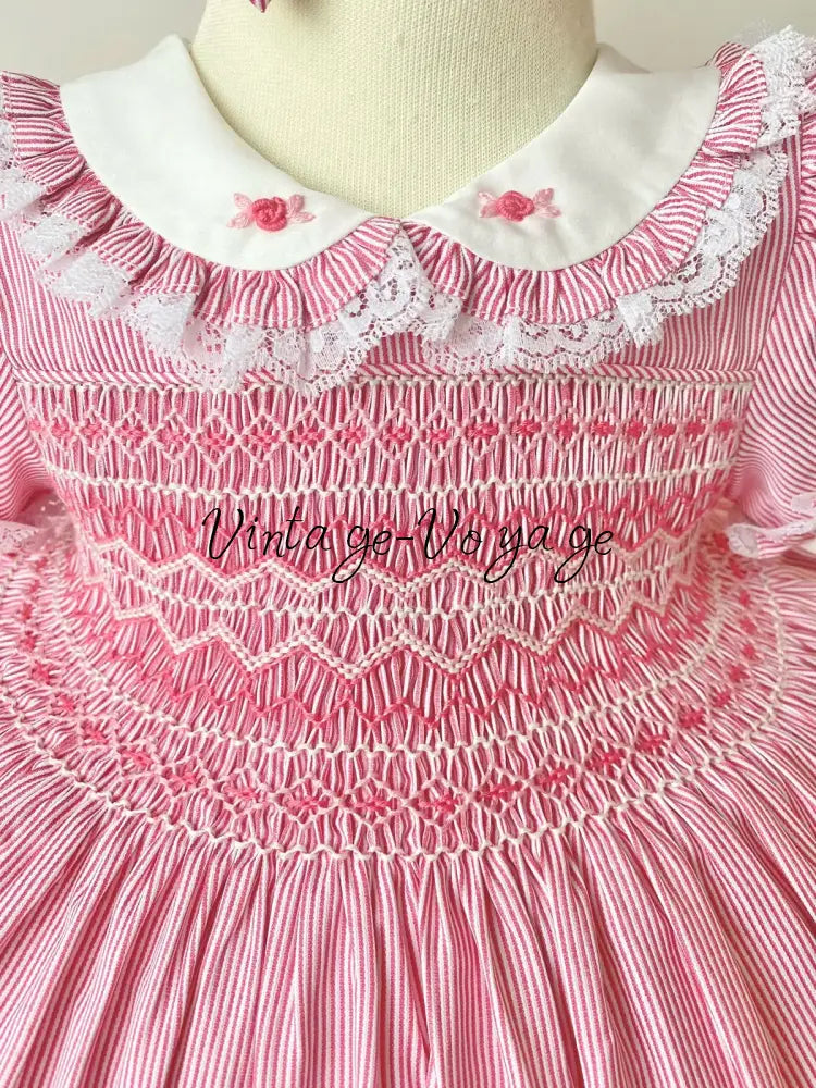 PRE-ORDER & GET IT NEXT WEEK‼️NEW SEASON🍁☀️KELLY HOT PINK PINSTRIPE💖HAND-SMOCKED🧵🪡DRESS & ACCESSORIES🎀 - Baby & Toddler