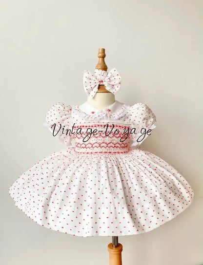 PRE-ORDER & GET IT NEXT WEEK‼️NEW SEASON🍁❄️KELLY RED SWISS 🎄DOTTED HAND-SMOCKED🧵🪡DRESS & ACCESSORIES🎀 - 3M - Baby &