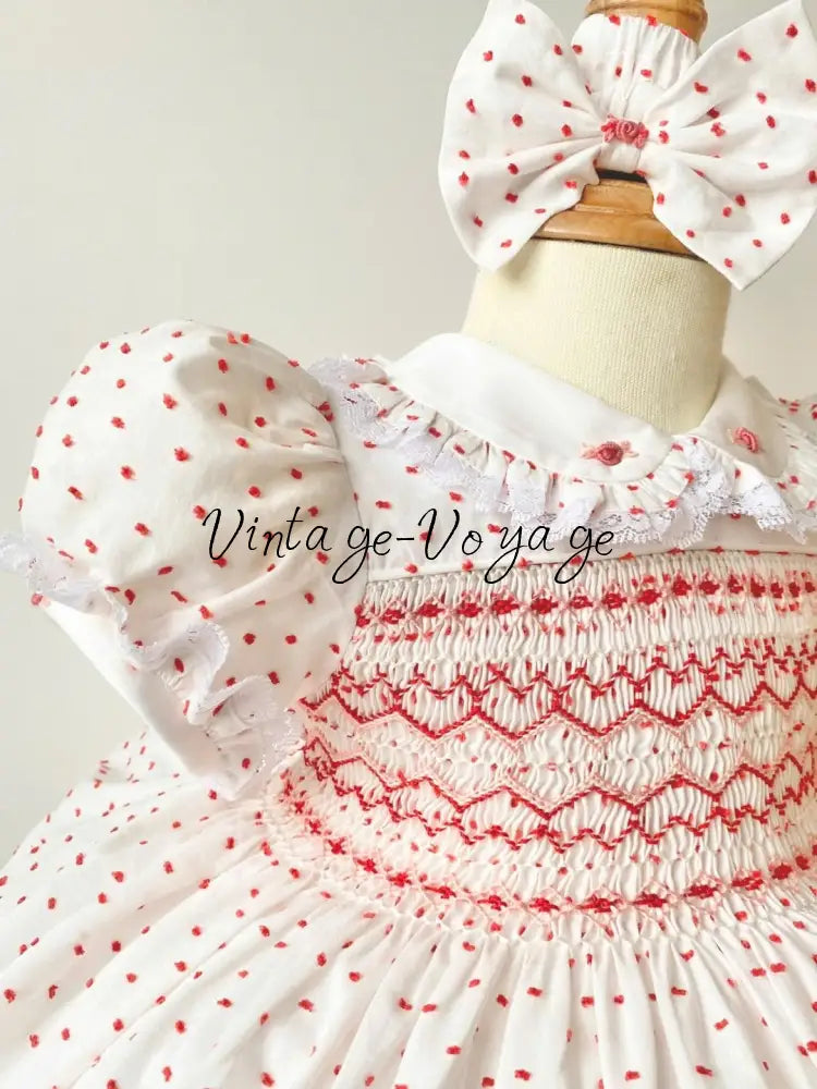 PRE-ORDER & GET IT NEXT WEEK‼️NEW SEASON🍁❄️KELLY RED SWISS 🎄DOTTED HAND-SMOCKED🧵🪡DRESS & ACCESSORIES🎀 - Baby & Toddler