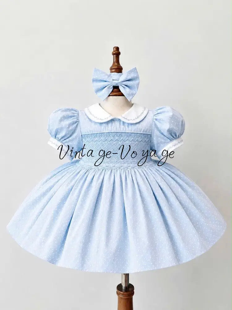 PRE-ORDER & GET IT NEXT WEEK! NEW SEASON! MARGOT BLUE HAND-SMOCKED🧵🪡DRESS PANTIES & HAIR ACCESSORIES🎀 - 6M - Baby &