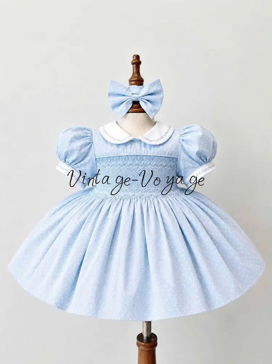 PRE-ORDER & GET IT NEXT WEEK! NEW SEASON! MARGOT BLUE HAND-SMOCKED🧵🪡DRESS PANTIES & HAIR ACCESSORIES🎀 - 6M - Baby &