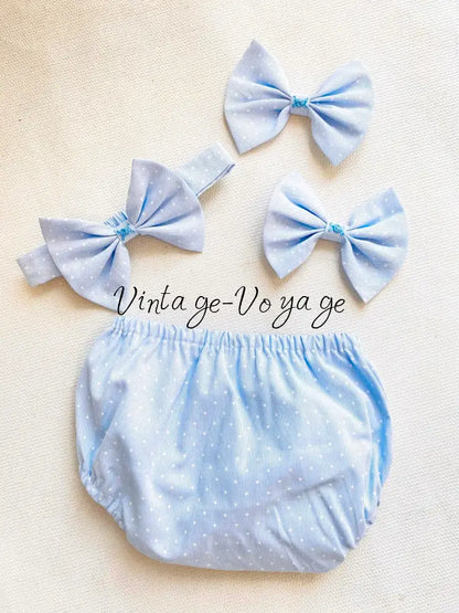PRE-ORDER & GET IT NEXT WEEK! NEW SEASON! MARGOT BLUE HAND-SMOCKED🧵🪡DRESS PANTIES & HAIR ACCESSORIES🎀 - Baby & Toddler