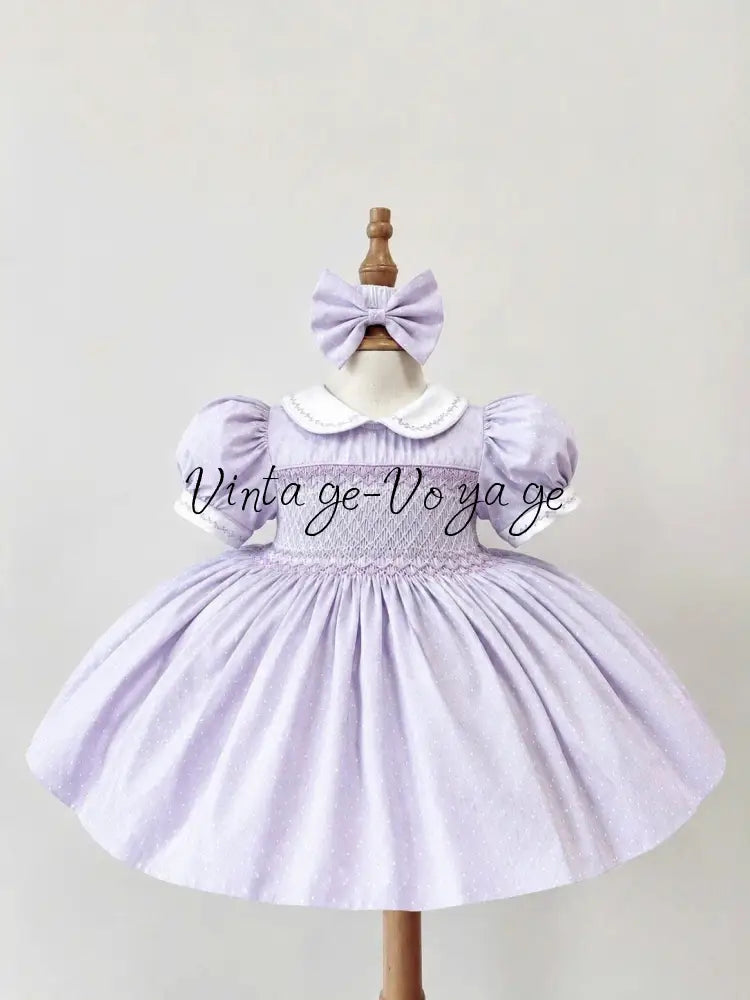 PRE-ORDER & GET IT NEXT WEEK! NEW SEASON! MARGOT LILAC HAND-SMOCKED🧵🪡DRESS PANTIES & HAIR ACCESSORIES🎀 - 6M - Baby &