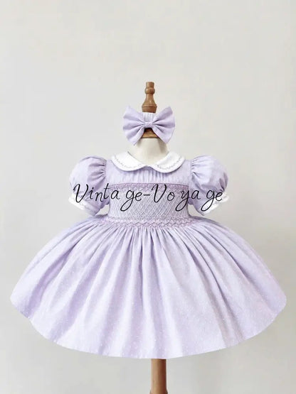 PRE-ORDER & GET IT NEXT WEEK! NEW SEASON! MARGOT LILAC HAND-SMOCKED🧵🪡DRESS PANTIES & HAIR ACCESSORIES🎀 - 6M - Baby &