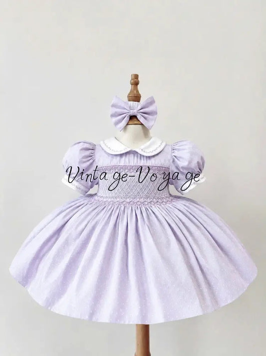 PRE-ORDER & GET IT NEXT WEEK! NEW SEASON! MARGOT LILAC HAND-SMOCKED🧵🪡DRESS PANTIES & HAIR ACCESSORIES🎀 - 6M - Baby &