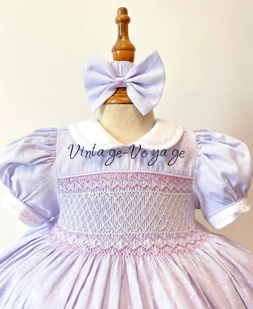 PRE-ORDER & GET IT NEXT WEEK! NEW SEASON! MARGOT LILAC HAND-SMOCKED🧵🪡DRESS PANTIES & HAIR ACCESSORIES🎀 - Baby & Toddler