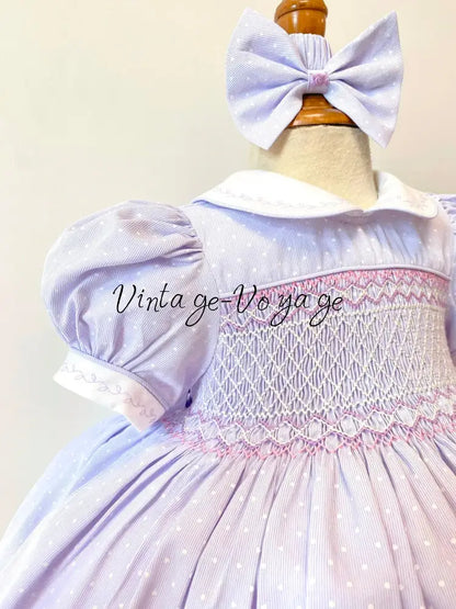 PRE-ORDER & GET IT NEXT WEEK! NEW SEASON! MARGOT LILAC HAND-SMOCKED🧵🪡DRESS PANTIES & HAIR ACCESSORIES🎀 - Baby & Toddler