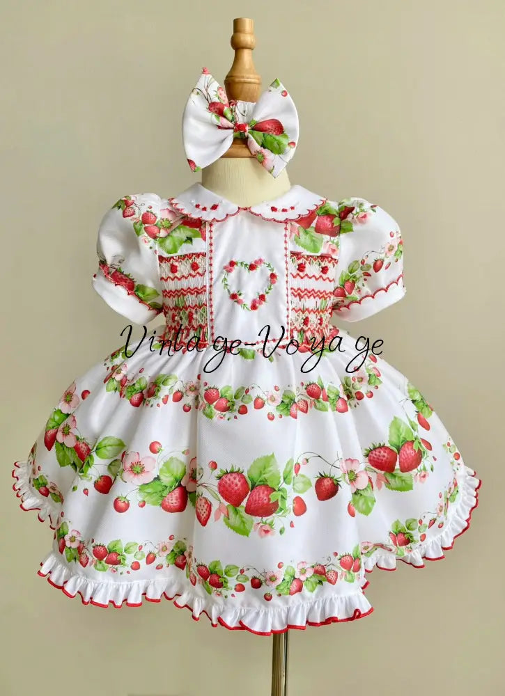 PRE-ORDER & GET IT NEXT WEEK! NEW! STRAWBERRY BLOSSOM HAND-SMOCKED DRESS & ACCESSORIES - 3m - Baby & Toddler Dresses