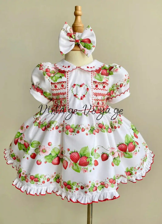 PRE-ORDER & GET IT NEXT WEEK! NEW! STRAWBERRY BLOSSOM HAND-SMOCKED DRESS & ACCESSORIES - 3m - Baby & Toddler Dresses
