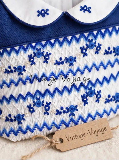 PRE-ORDER & GET IT NEXT WEEK! NEW! VICKY ROYAL BLUE HAND-SMOCKED DRESS & ACCESSORIES - Baby & Toddler Dresses
