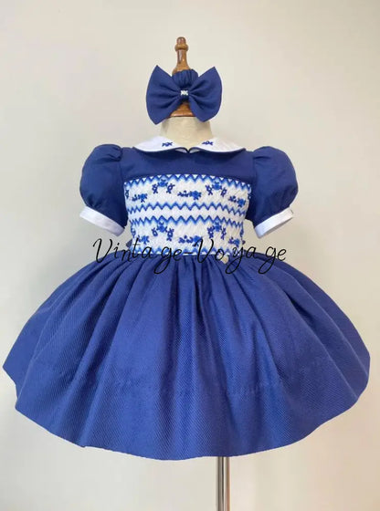 PRE-ORDER & GET IT NEXT WEEK! NEW! VICKY ROYAL BLUE HAND-SMOCKED DRESS & ACCESSORIES - Baby & Toddler Dresses