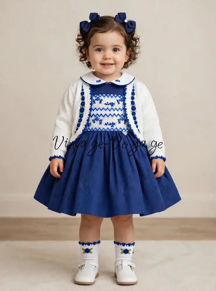 PRE-ORDER & GET IT NEXT WEEK! NEW! VICKY ROYAL BLUE HAND-SMOCKED DRESS & ACCESSORIES - Baby & Toddler Dresses