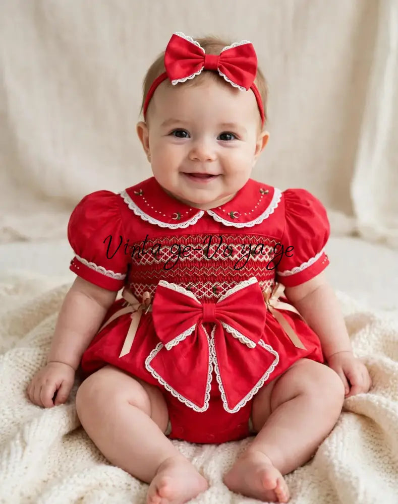 PRE-ORDER & GET IT NEXT WEEK! NEW VIVI Rose - Vintage Smocked Romper Set | Blouse & Bloomers Buttoned Together - Baby &