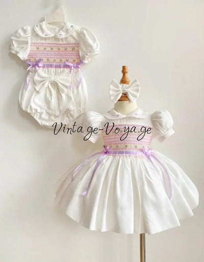 PRE-ORDER & GET IT NEXT WEEK! VIVI ROSE BISCUIT HAND-SMOCKED ROMPER SET - Baby & Toddler Outfits