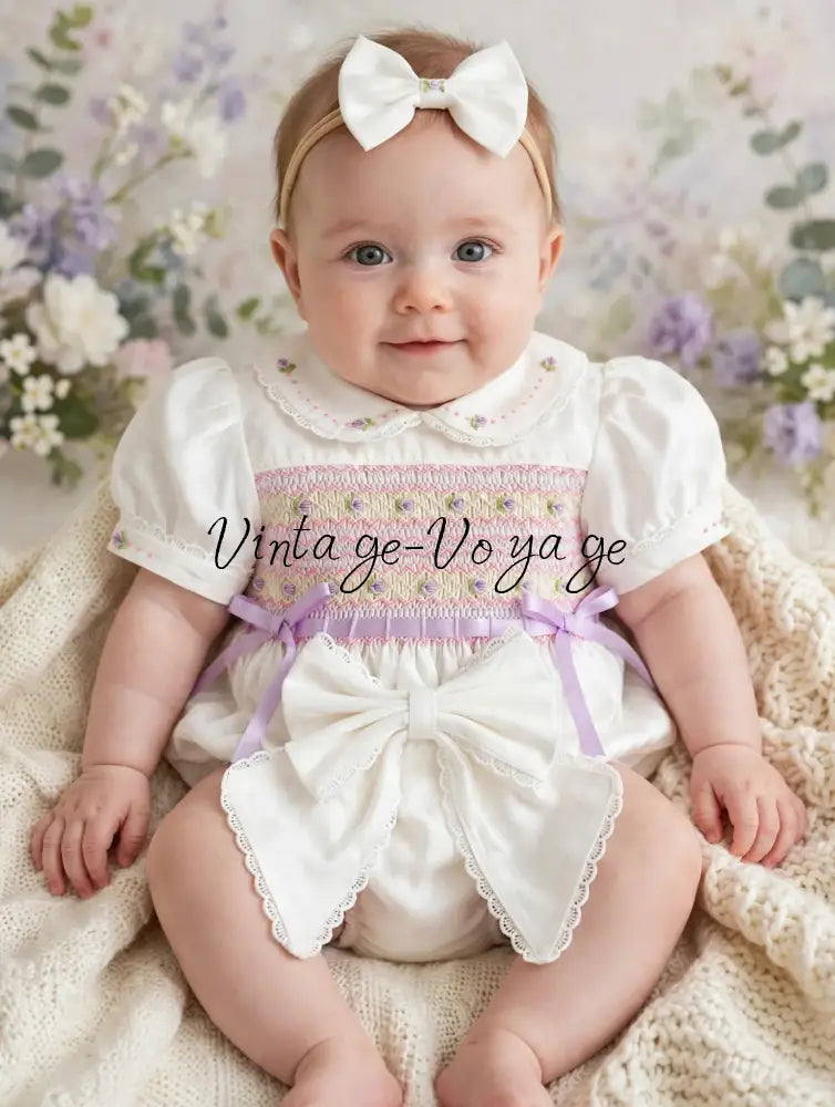 PRE-ORDER & GET IT NEXT WEEK! VIVI ROSE BISCUIT HAND-SMOCKED ROMPER SET - Baby & Toddler Outfits
