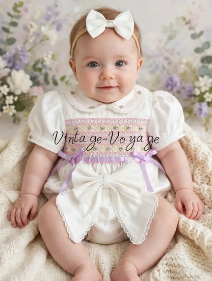 PRE-ORDER & GET IT NEXT WEEK! VIVI ROSE BISCUIT HAND-SMOCKED ROMPER SET - Baby & Toddler Outfits