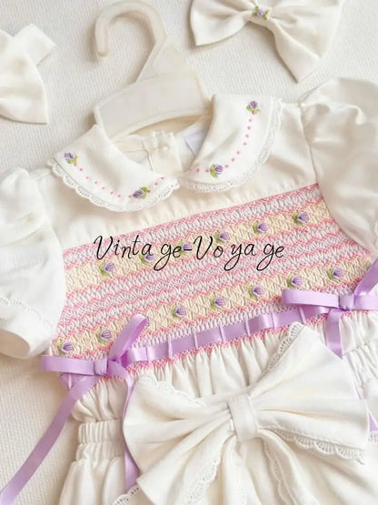 PRE-ORDER & GET IT NEXT WEEK! VIVI ROSE BISCUIT HAND-SMOCKED ROMPER SET - Baby & Toddler Outfits