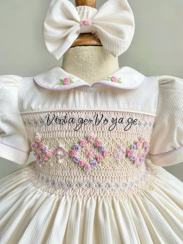PRE-ORDER & GET IT SOON!NEW! EVANGELINE IVORY HAND-SMOCKED DRESS & ACCESSORIES - Baby & Toddler Dresses