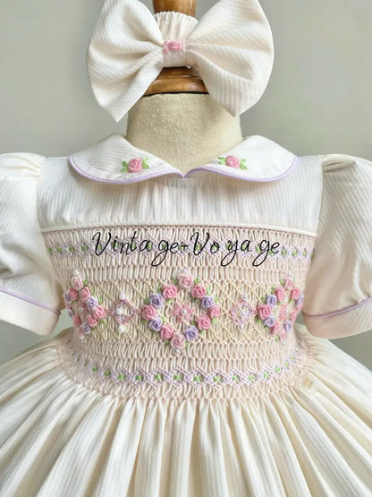 PRE-ORDER & GET IT SOON!NEW! EVANGELINE IVORY HAND-SMOCKED DRESS & ACCESSORIES - Baby & Toddler Dresses