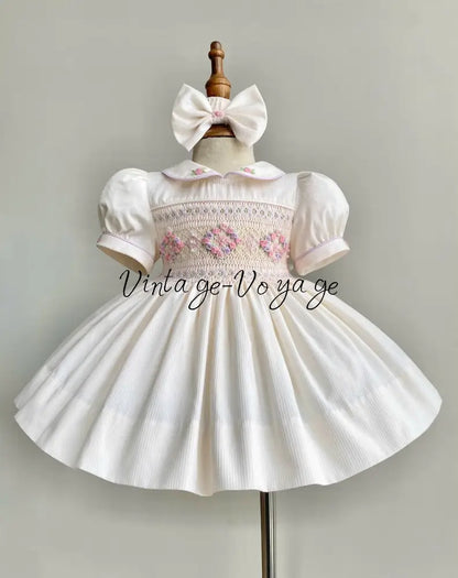 PRE-ORDER & GET IT SOON!NEW! EVANGELINE IVORY HAND-SMOCKED DRESS & ACCESSORIES - Baby & Toddler Dresses