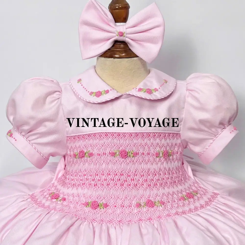 PRE-ORDER & GET NEXT WEEK! ANASTASIA PINK HAND-SMOCKED DRESS & BOWS OR HEADBAND Baby & Toddler Dresses