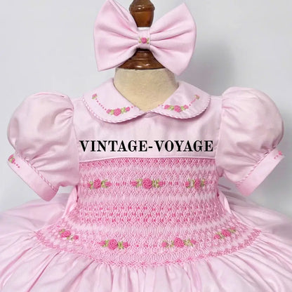 PRE-ORDER & GET NEXT WEEK! ANASTASIA PINK HAND-SMOCKED DRESS & BOWS OR HEADBAND Baby & Toddler Dresses