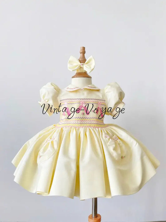 PRE-ORDER & GET NEXT WEEK! ANNA LEMON HAND-SMOCKED DRESS & ACCESSORIES 6M Baby & Toddler Dresses