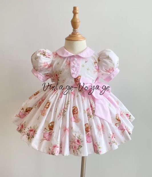 PRE-ORDER & GET NEXT WEEK! GARDEN FAIRY CUSTOM PRINT HANDMADE COTTON DRESS & ACCESSORIES - 3M - Baby & Toddler Dresses