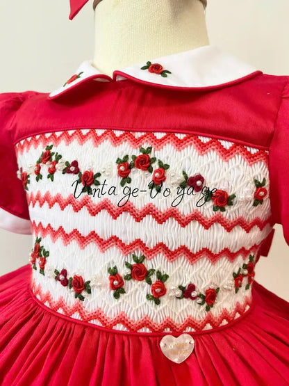 PRE-ORDER & GET NEXT WEEK! GLORIA HAND-SMOCKED RED CHRISTMAS DRESS & ACCESSORIES - Baby & Toddler Dresses