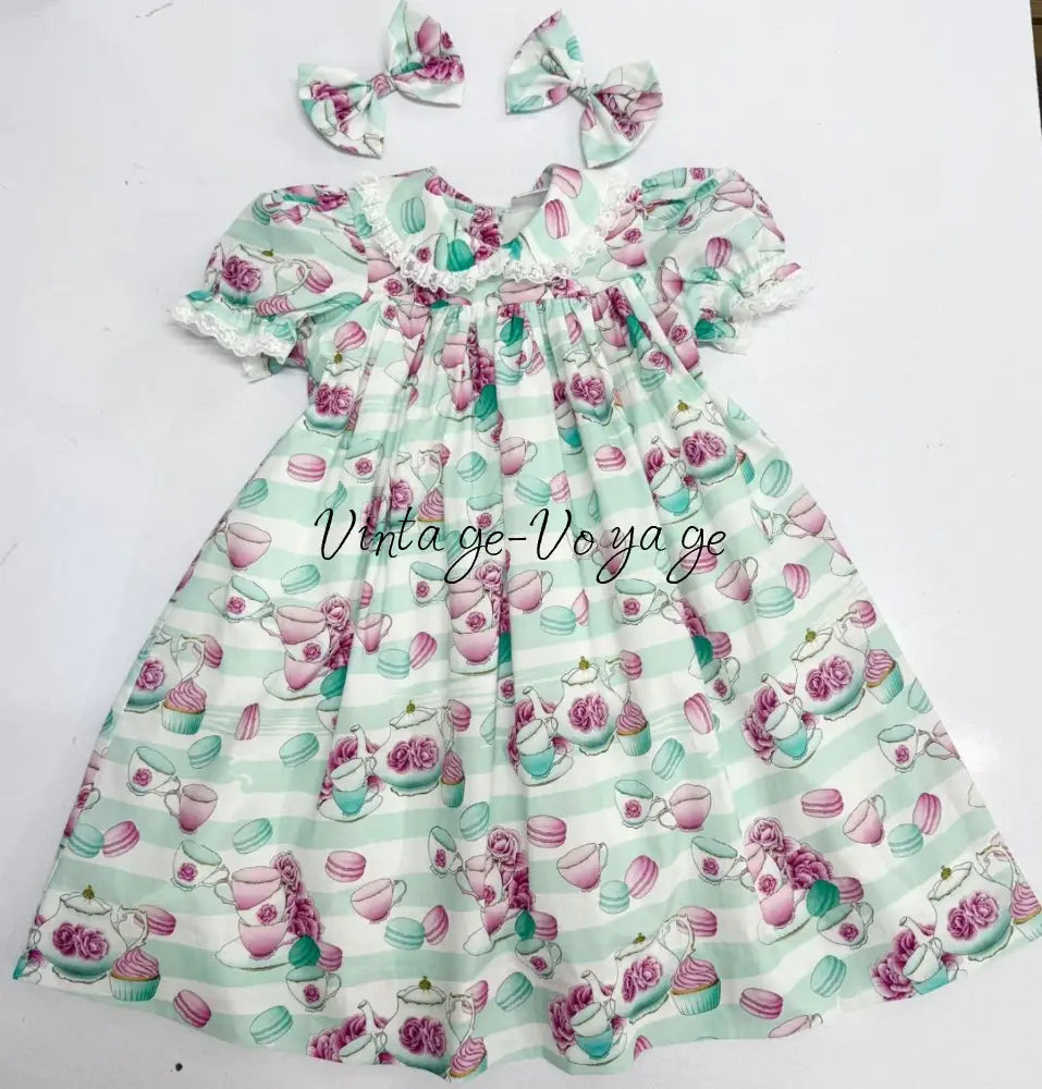 PRE-ORDER & GET NEXT WEEK! NEW! BABY GIRLS CUSTOM PRINT TEATIME NIGHTDRESS - NB - pyjama set